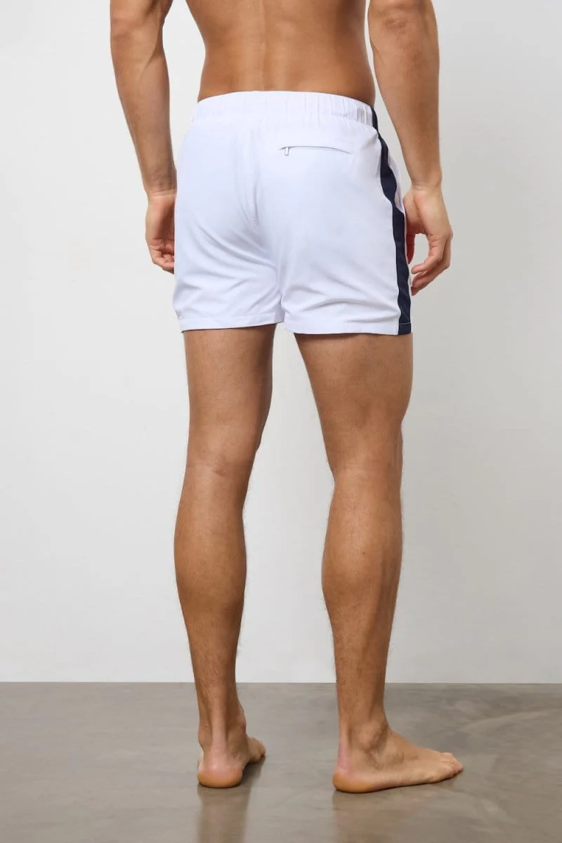 Bold Side Stripe Swim Short in White - Image 6