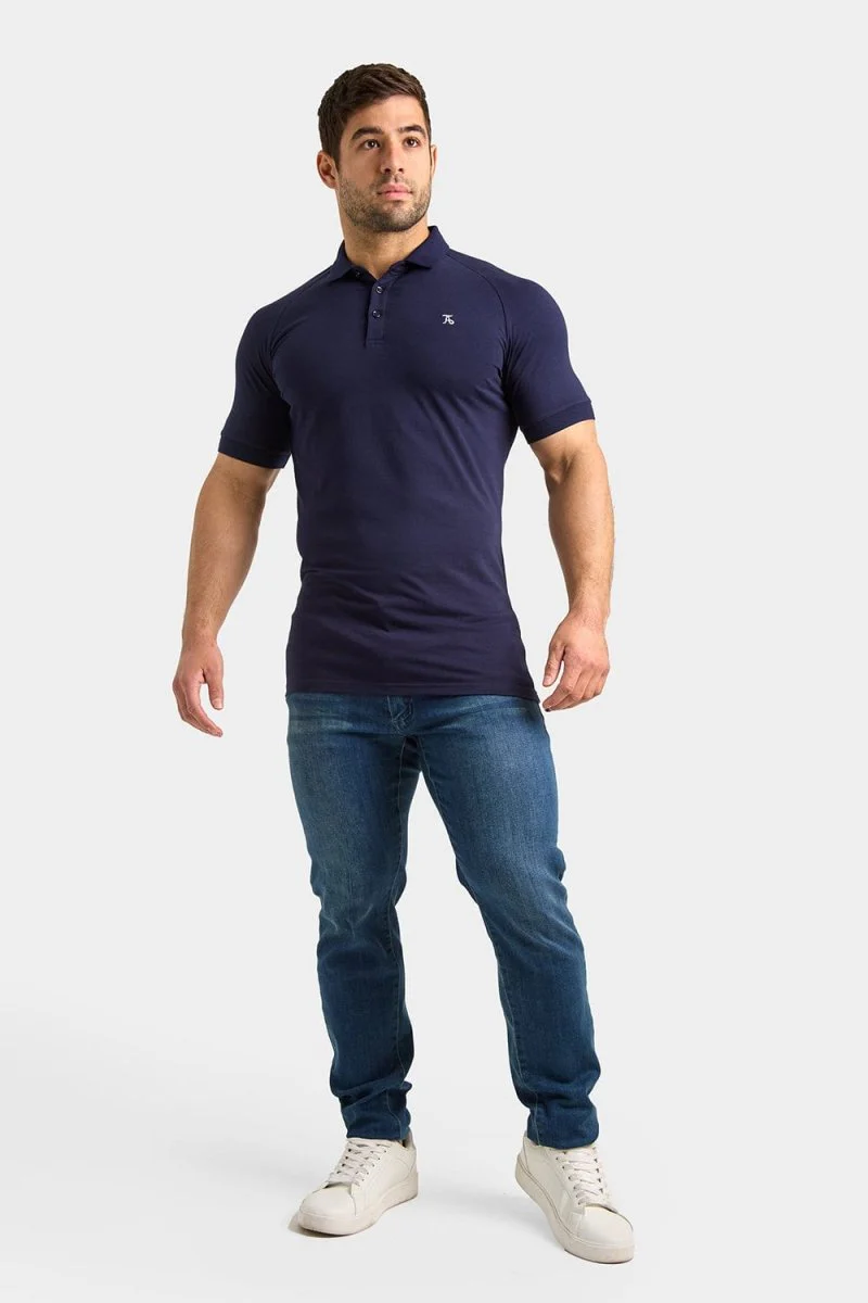 Muscle Fit Polo Shirt in True Navy - Image 5