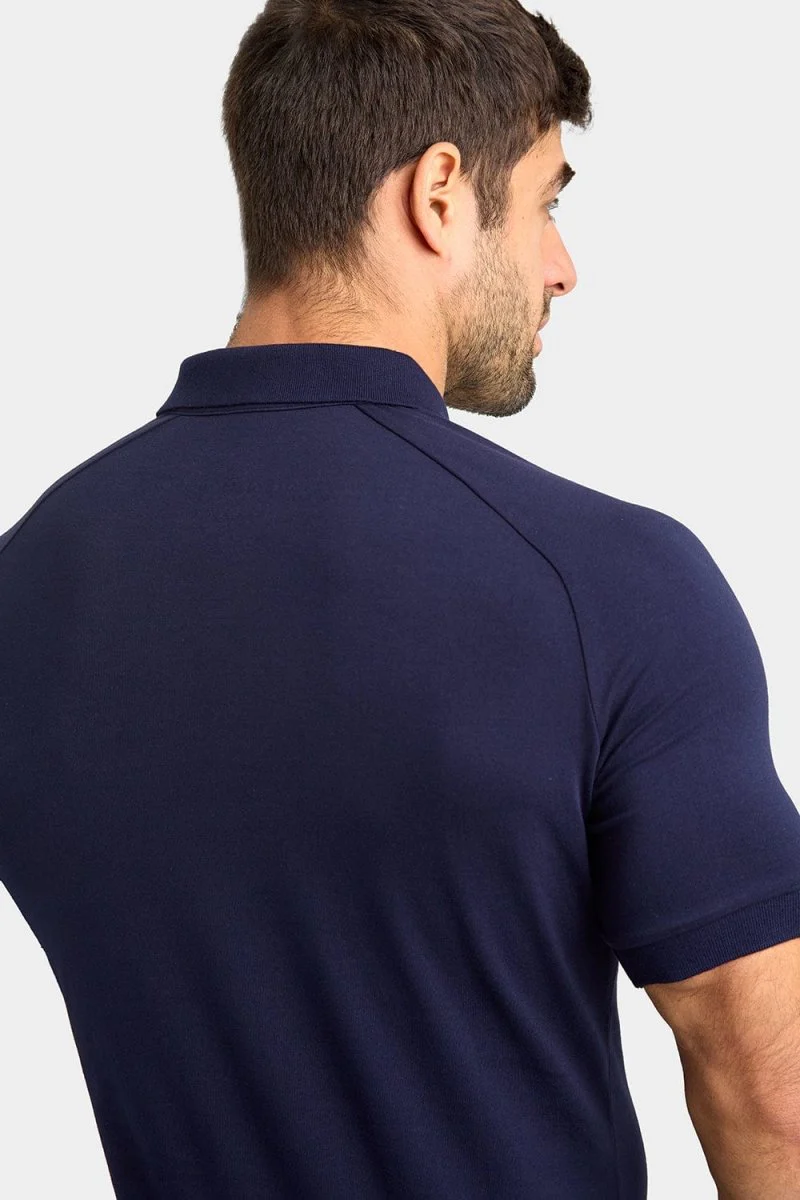 Muscle Fit Polo Shirt in True Navy - Image 8