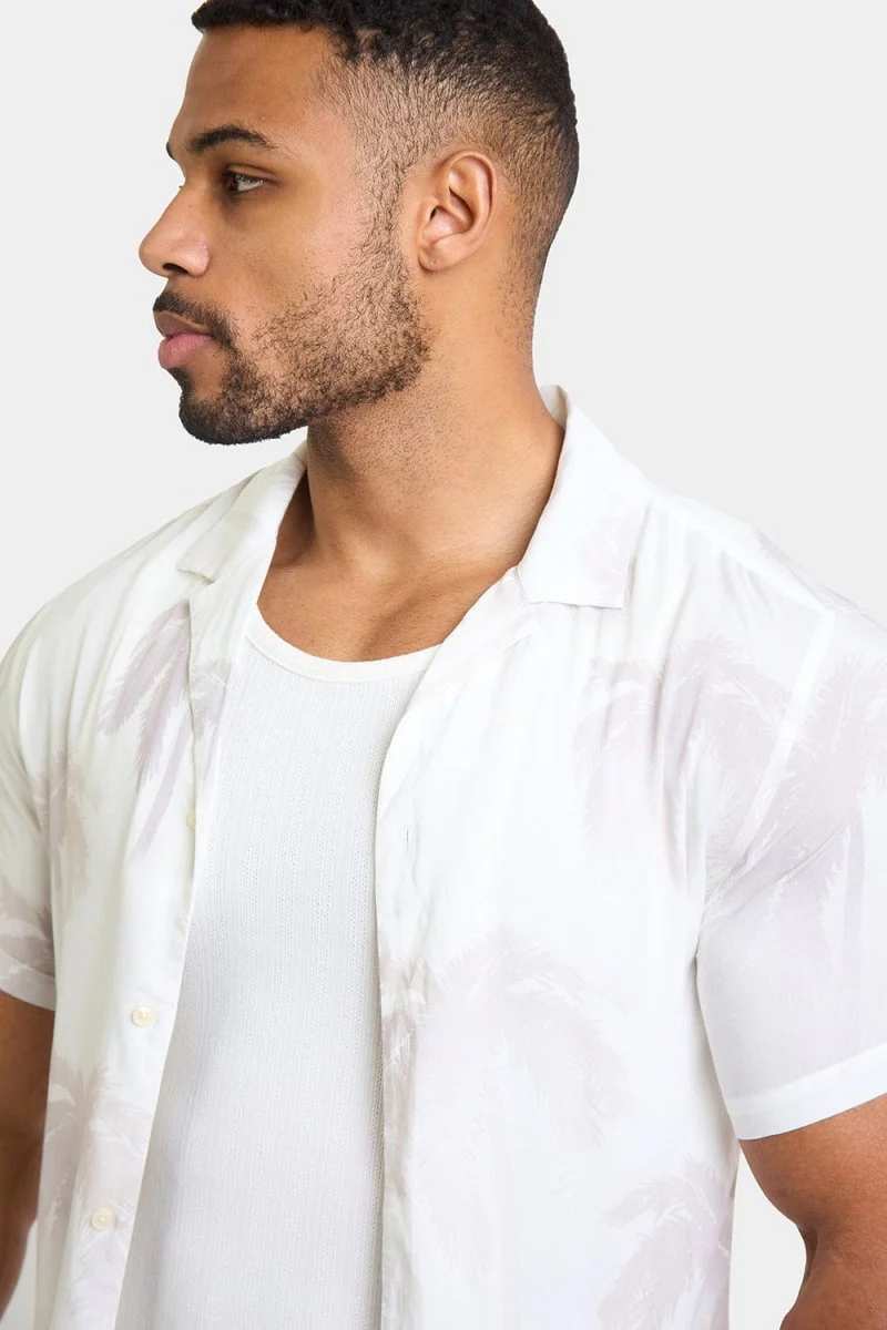 Printed Shirt in Stone Faded Palm - Image 3