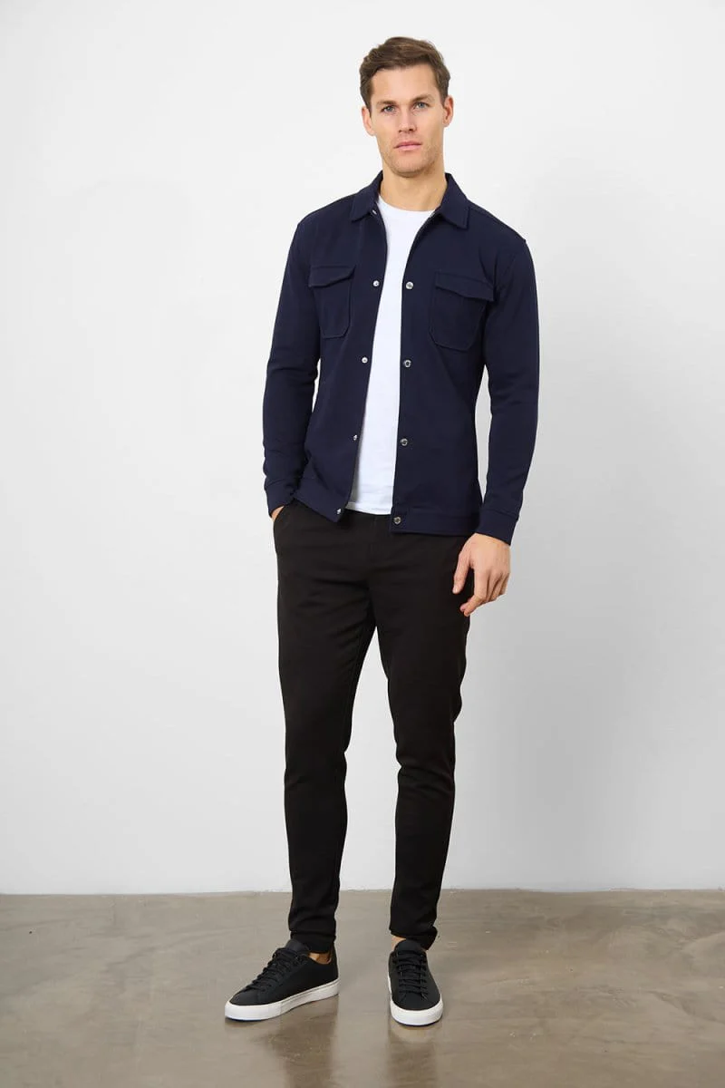 Jersey Shacket in Navy - Image 6