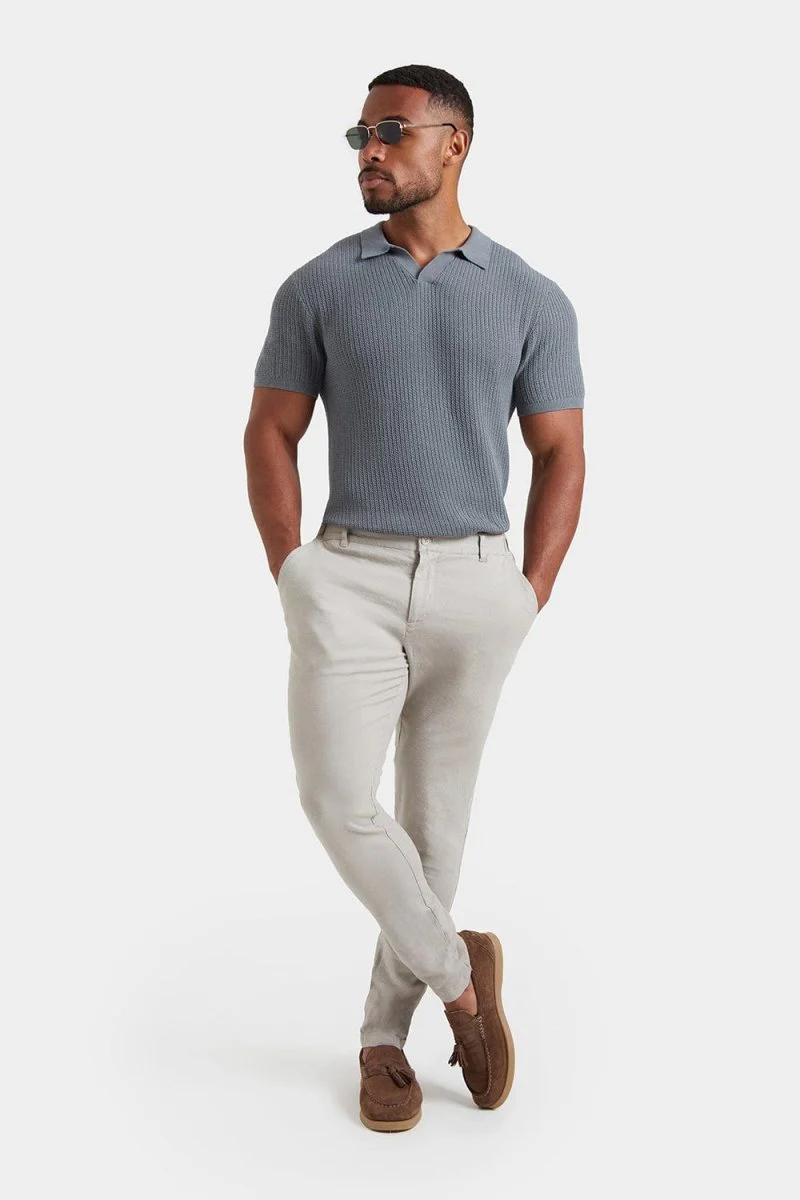 Stretch Linen-blend Trousers in Stone - Image 5