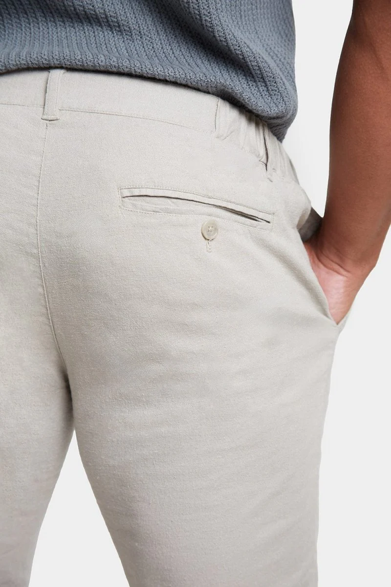 Stretch Linen-blend Trousers in Stone - Image 6