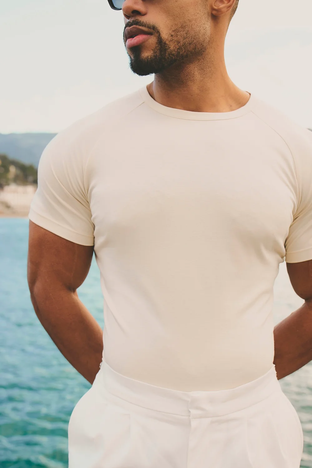 Mercerised Cotton T-Shirt in Alabaster - Image 7