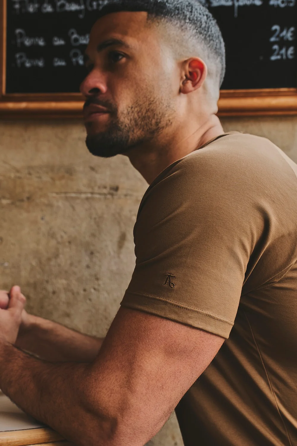 Mercerised Cotton T-Shirt in Chestnut - Image 7
