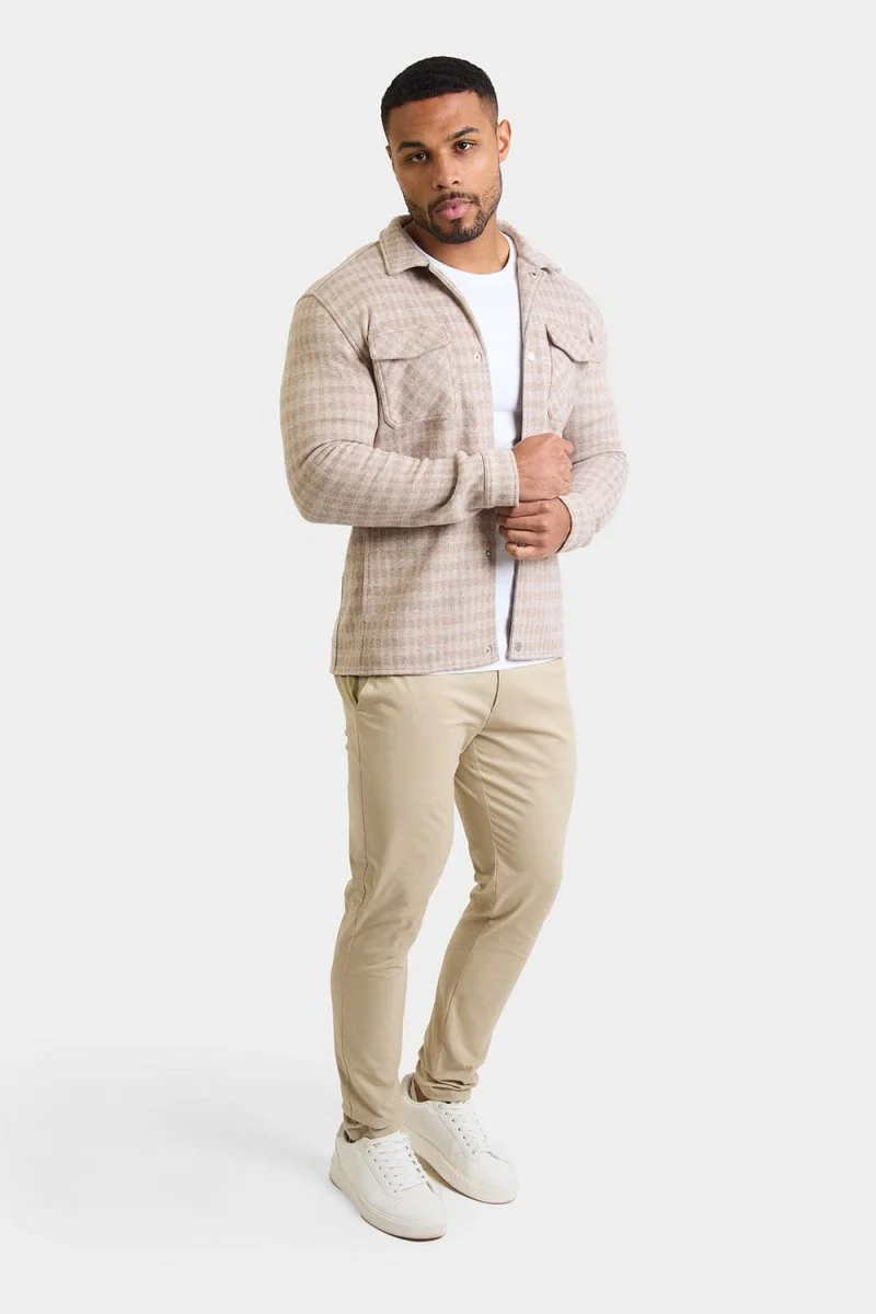 Mini Check Shacket in Stone - Image 5