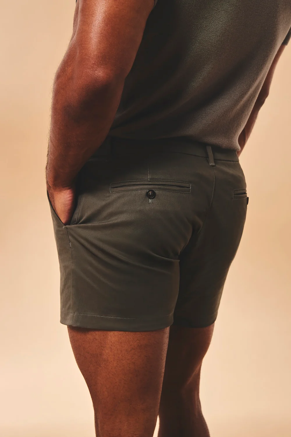 Muscle Fit Stretch Chino Shorts-Shorter Length in Mocha - Image 6