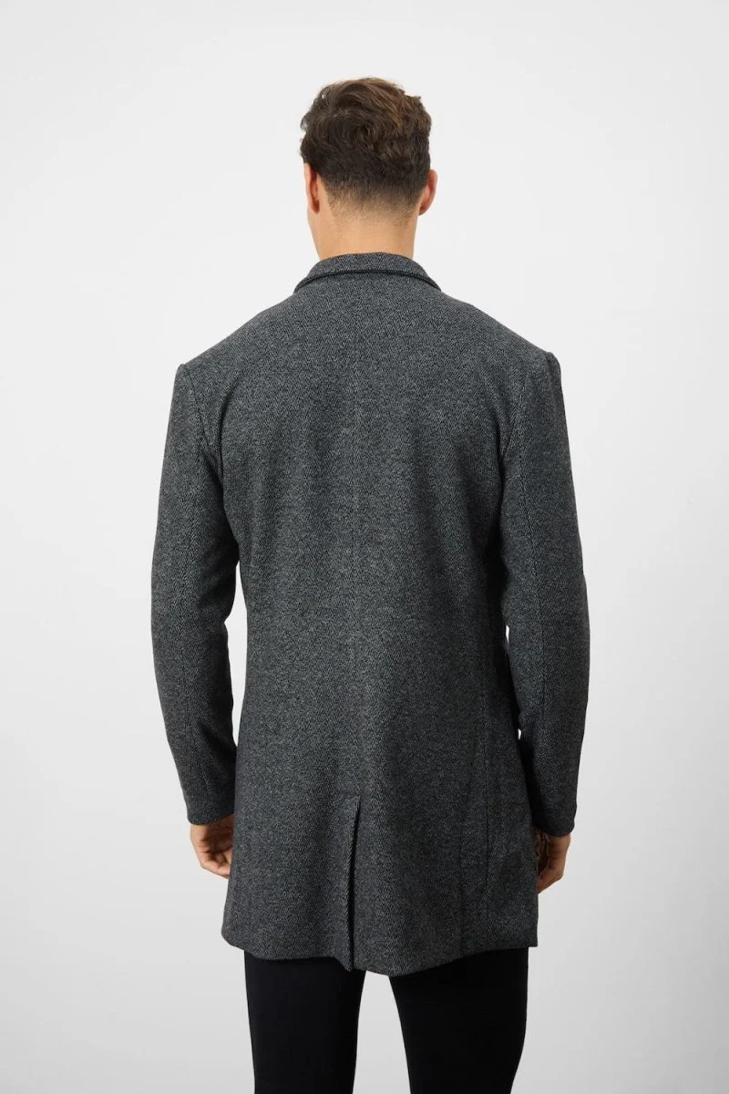 Single Breasted Herringbone Overcoat - Image 7