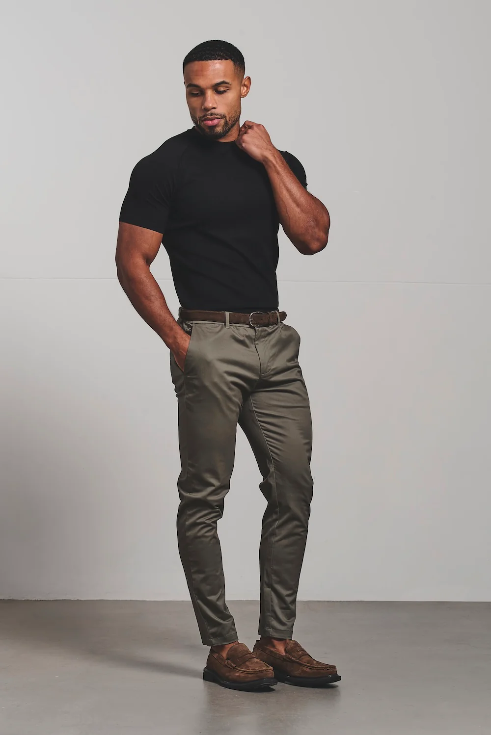 Textured Jersey T-Shirt in Black - Image 3